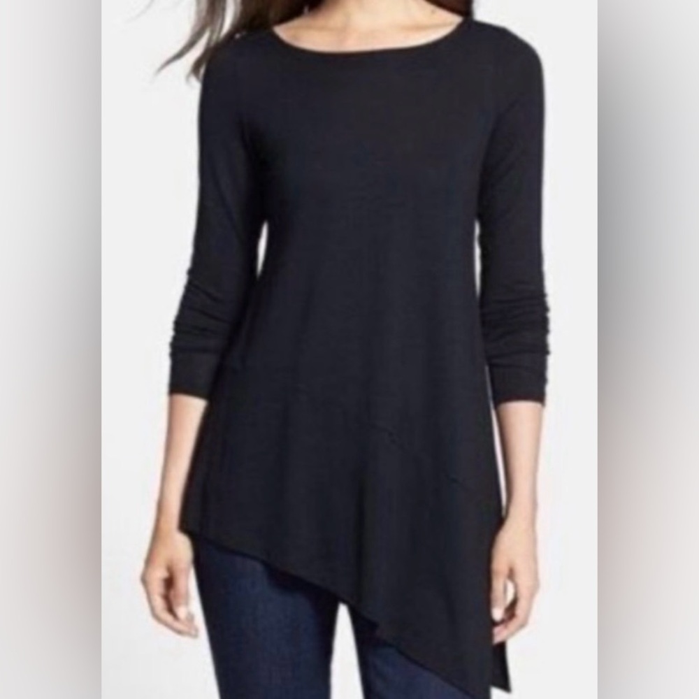 Eileen Fisher Asymmetrical Hem Long Sleeve Top - Size L